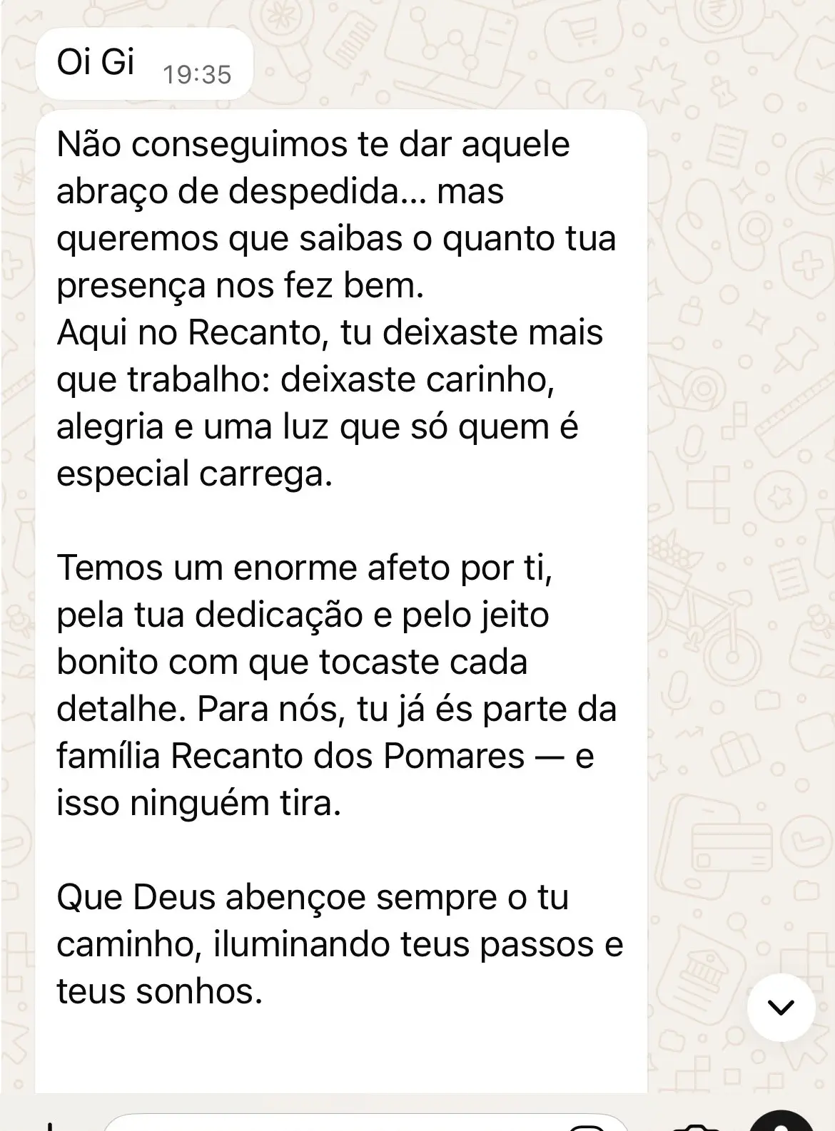 Depoimento de Recanto dos Pomares sobre a decoração